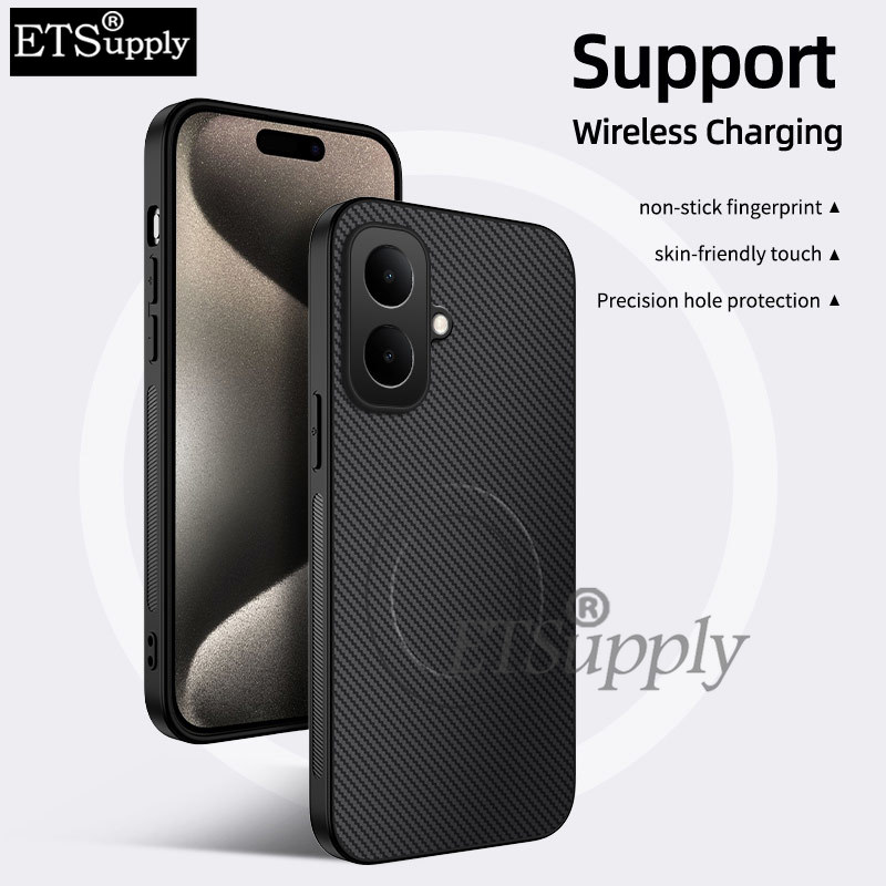 Phone%20case%20Tecno%20Spark%20Go%202%20POP10%20Carbon%20Fiber%20magsafe%20Silicone%20Anti-fingerprint%20Shockproof%20Business%20Protection%20Back%20cover%20Tecno%20POP10%20Spark%20Go2%20-%20Image%202