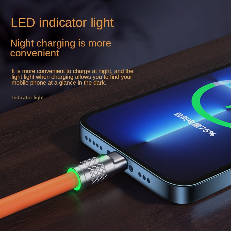 Dây Cáp Sạc Nhanh 6A 120W 3 Trong 1 Cho IPhone Micro Usb Type C