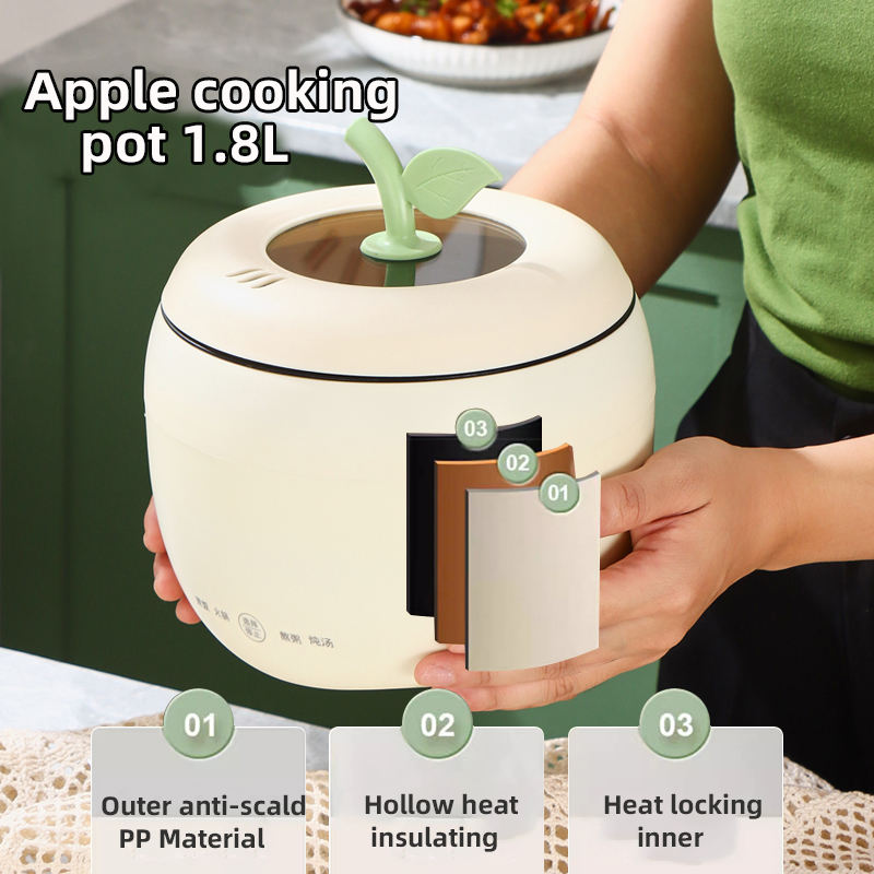MiaXia Joy Apple-shaped electric cooker, mini electric cooker, multi-function rice cooker, smart instant noodle pot, non-stick pot