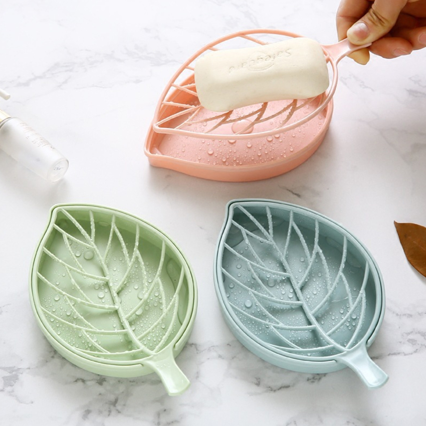 Leaf Shape Soap Holder Non Slip Soap Box Toilet Shower Tray Draining Rack Bathroom Gadgets Soap Dish Soap Tray Holder