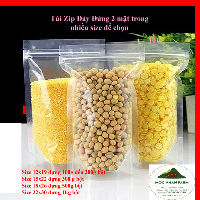 (Combo)10 Túi zip trong đáy đứng - (2 mặt trong 10 túi/size) - mộc Nhân Farm