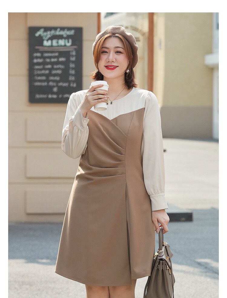 Đầm kiểu phối màu thanh lịch bigsize cao cấp - BSmd322