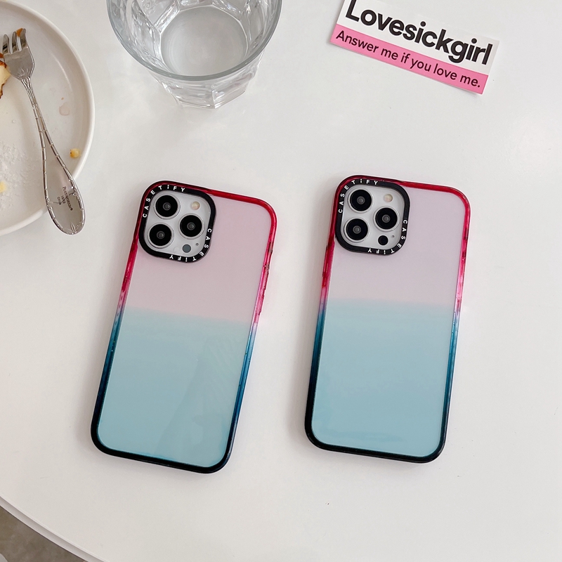 Original Casetify Gradient Cotton Candy Solid Color Hard impact Case Cover For iPhone 11 12 13 14 15 Pro Max Casing