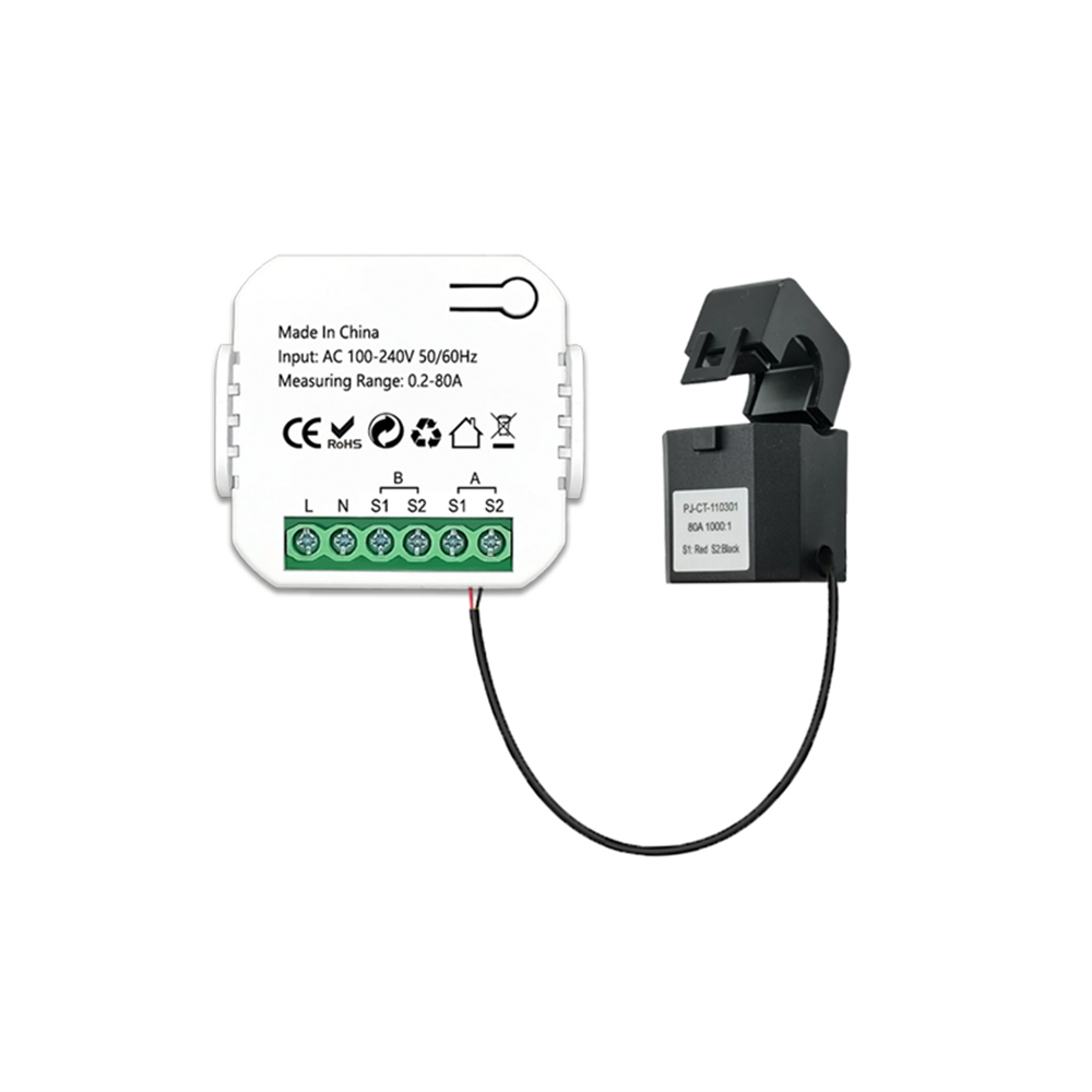 Aubess Tuya Wifi Smart Sensor Intelligent Energy Meter Solar PV System Power Production Consumption Bidirectional Monitoring Meter Mobilephone APP Control Power Monitor with CT