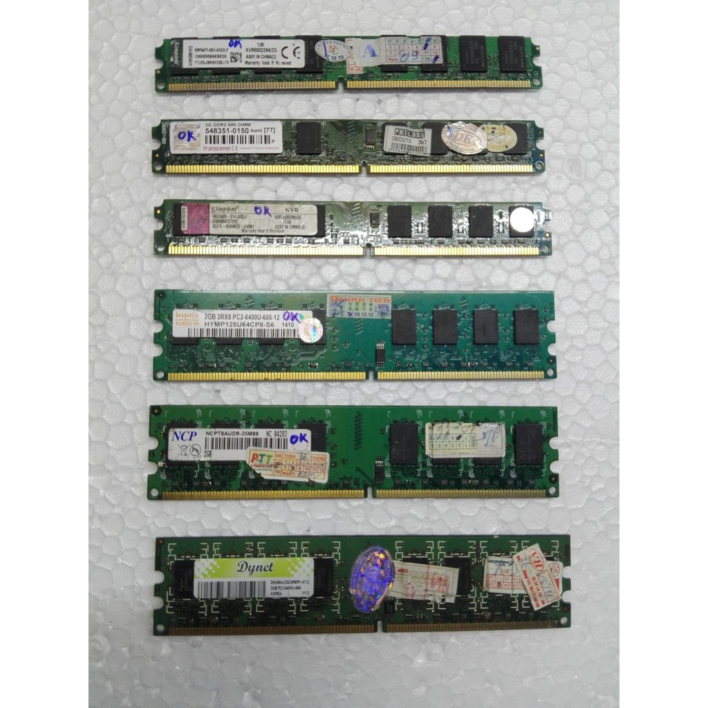 RAM DDR2 1GB BUSS 667 & 800 - BẢO HÀNH 1 THÁNG
