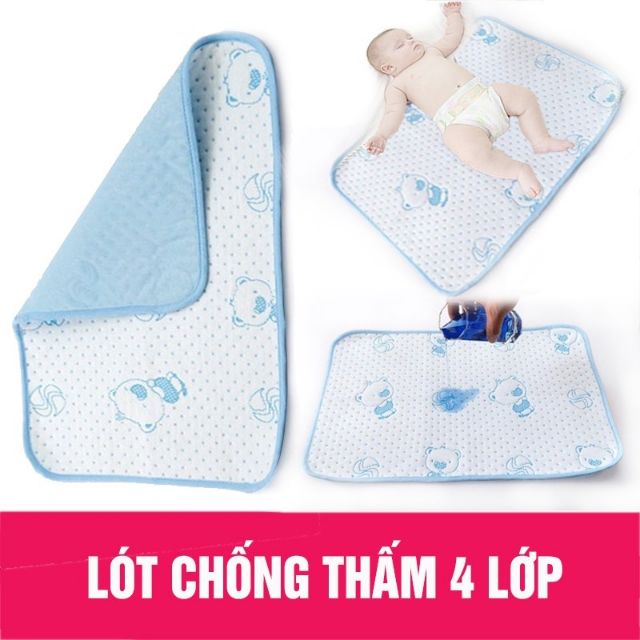 Miếng lót chống thấm 4 lớp kt 50x70cm cho bé sơ sinh