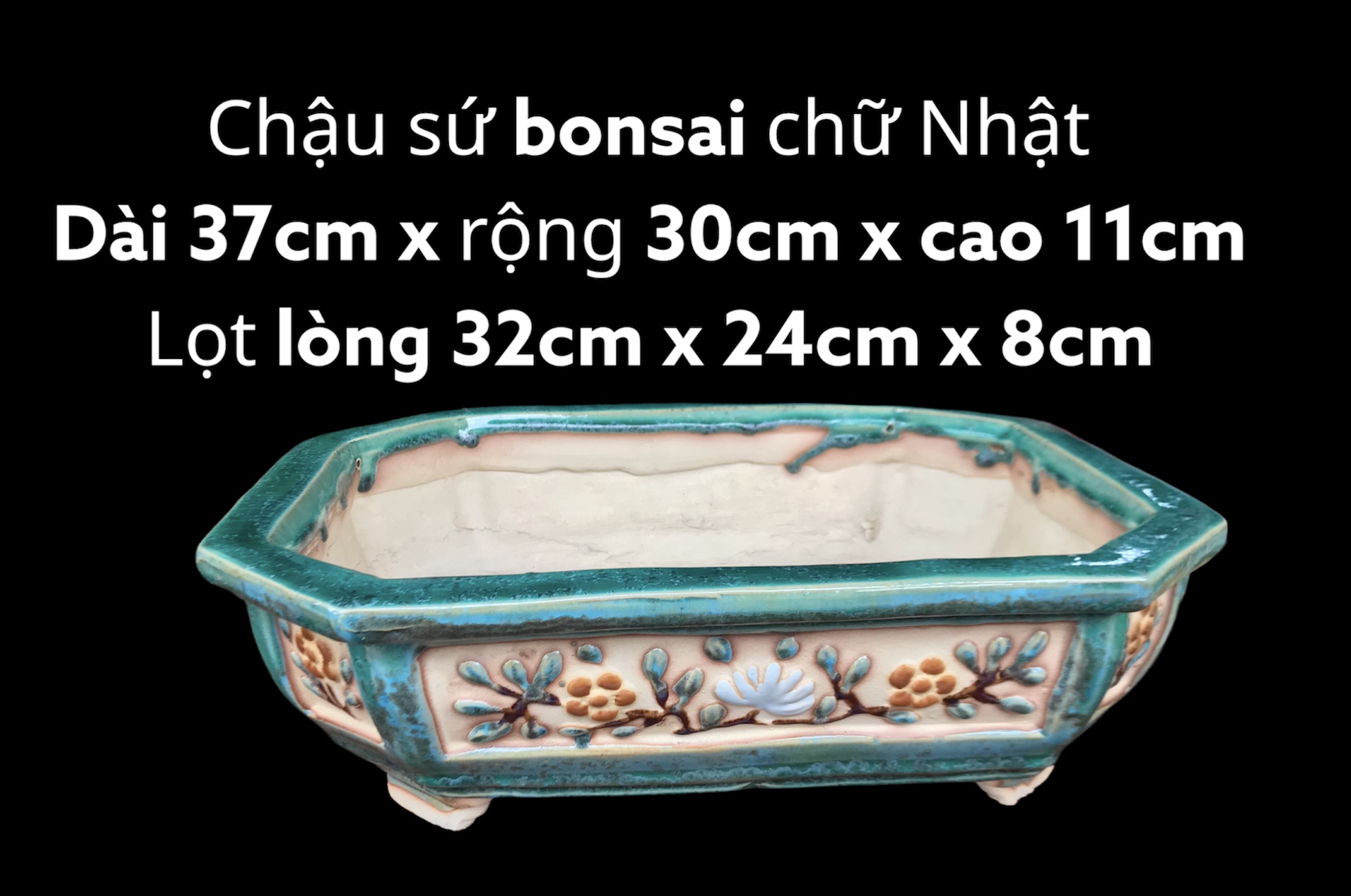 Chậu sứ giả cổ hình chữ nhật size 1
