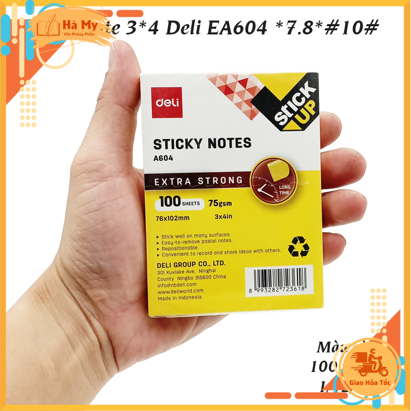 (1 Xấp 100 Tờ) Giấy ghi chú 3x4 - Deli EA604
