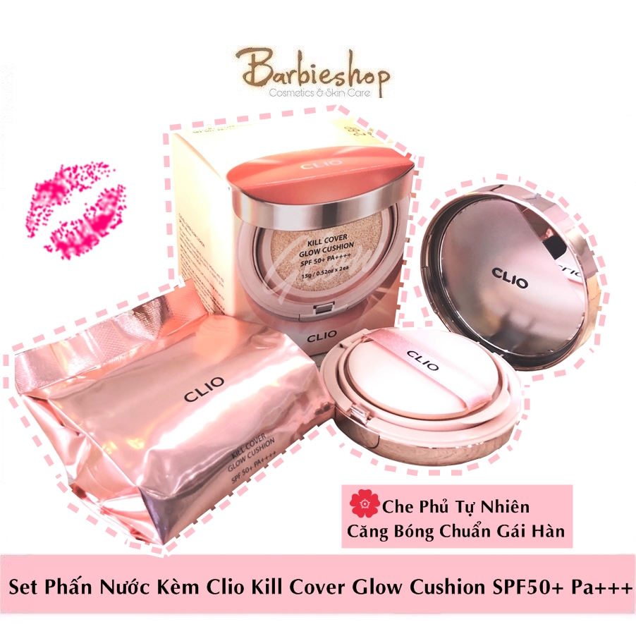 Set Phấn Nước Clio Kill Cover Glow Cushion SPF50+ Pa+++[KÈM LÕI]