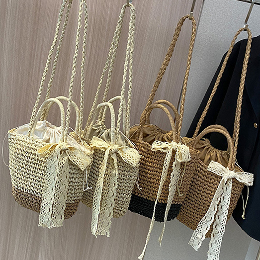 Túi cói thắt nơ vintage