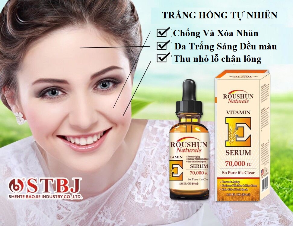 Serum Vitamine E ROUSHUN Thần Dược Của Da Tác Dụng Dưỡng ẩm Chống Lão Hóa Xóa Mờ Nám Tàn Nhang Giúp Da Trẻ Đẹp Trắng Sáng