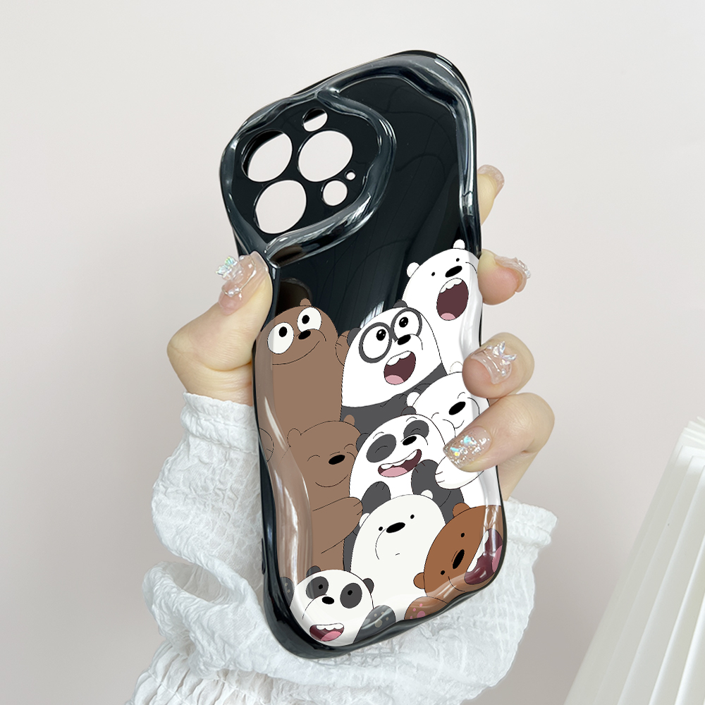 Hotinga for Infinix Note 50 4G Note 50 Pro 4G Back Cover Cute Bears Soft Texture Phone Case Wavy Edge Silicone Cover. 