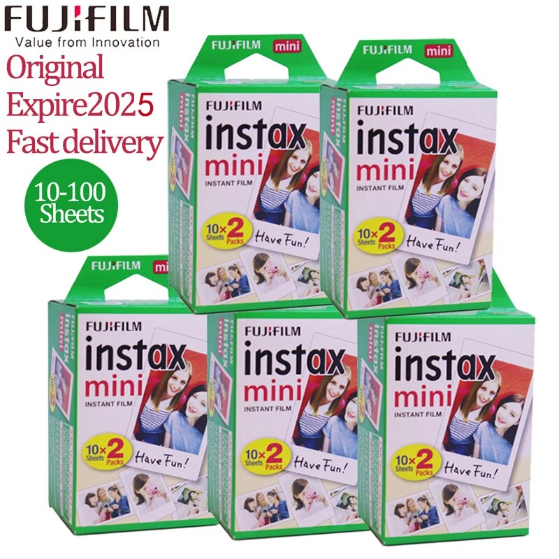 【Mingle Store】 10-100 Sheets Fujifilm Instax Mini 11/12/8/9/40/link 3 Inch White Edge Films For Instant Camera Mini 8 7s 25 50s 90 Photo Paper