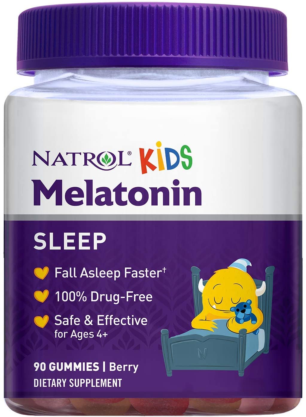 Natrol Kids Melatonin Sleep Aid Gummy, 100 DrugFree and Gelatin Free