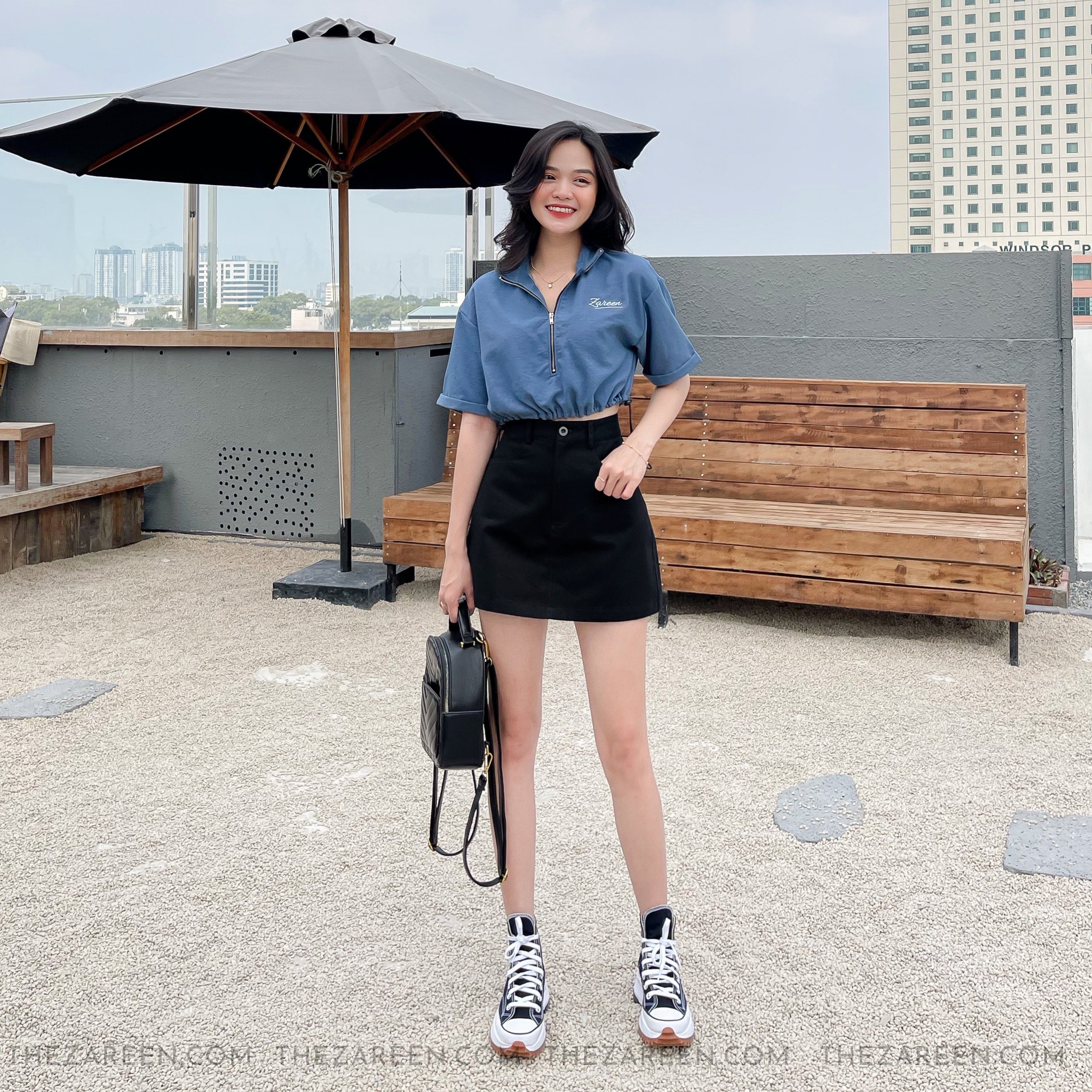 ZAREEN | CHÂN VÁY CHỮ A BASIC VAA29 ĐEN