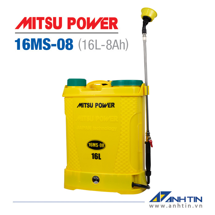 Bình phun thuốc điện mitsu power 16ms-08 | bình phun thuốc trừ sâu16 lít | 12v-8ah