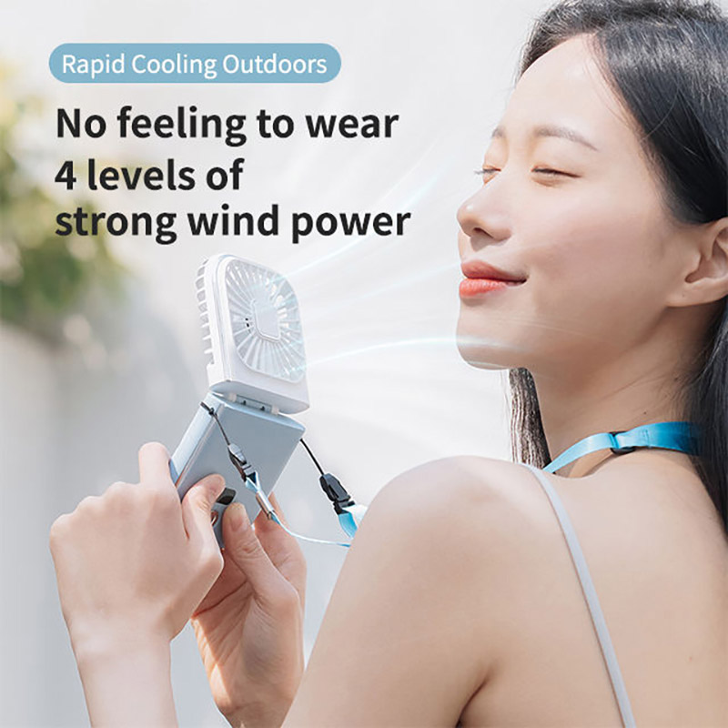 SADA Digital display hanging neck fan Cross-border USB charging desktop folding portable handheld small fan