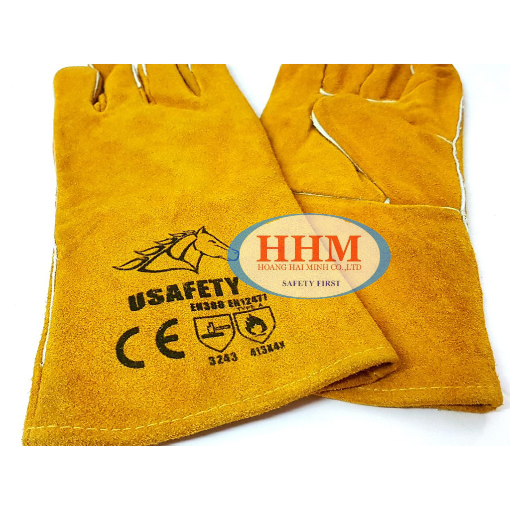 Găng tay da thợ hàn Usafety - màu cam
