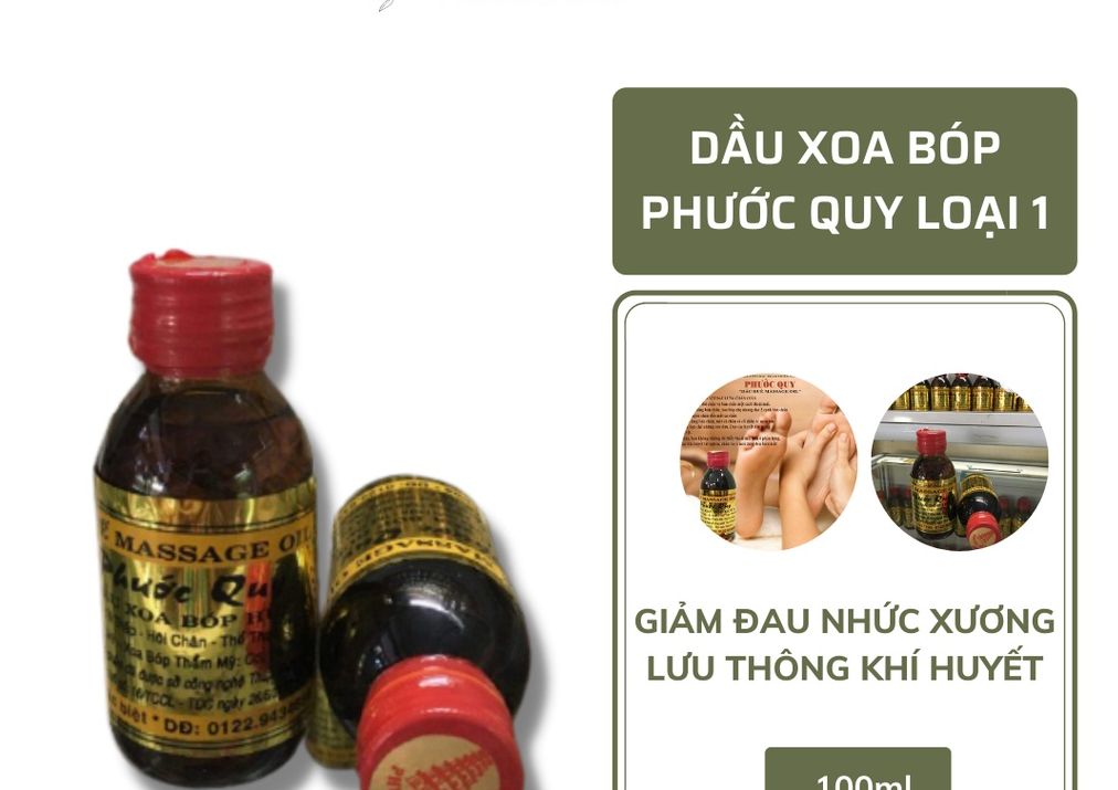 10 Dầu xoa bóp massage Huế Phước Quy ( chính hãng 10 chai x 60ml , loại đặc biệt )