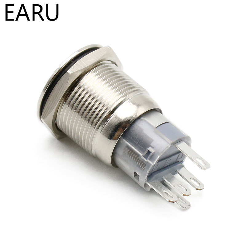 【TopazTrove】19mm Metal Stainless Steel Momentary Horn Push Button Switch LED 12V 24V 220V Waterproof Car Auto Engine PC Power Start Starter. 