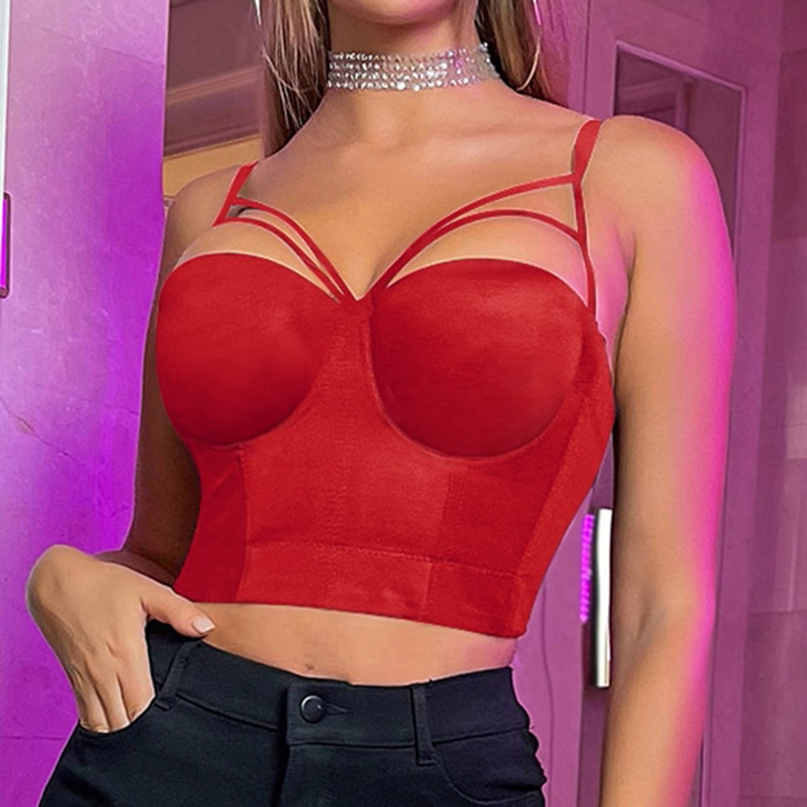 Women's Corset Top Bustier Corset Top Tight Fit Corset Tank Top Straps Top  Solid Short Fashion Red Top Lace, White, XS : : Fashion