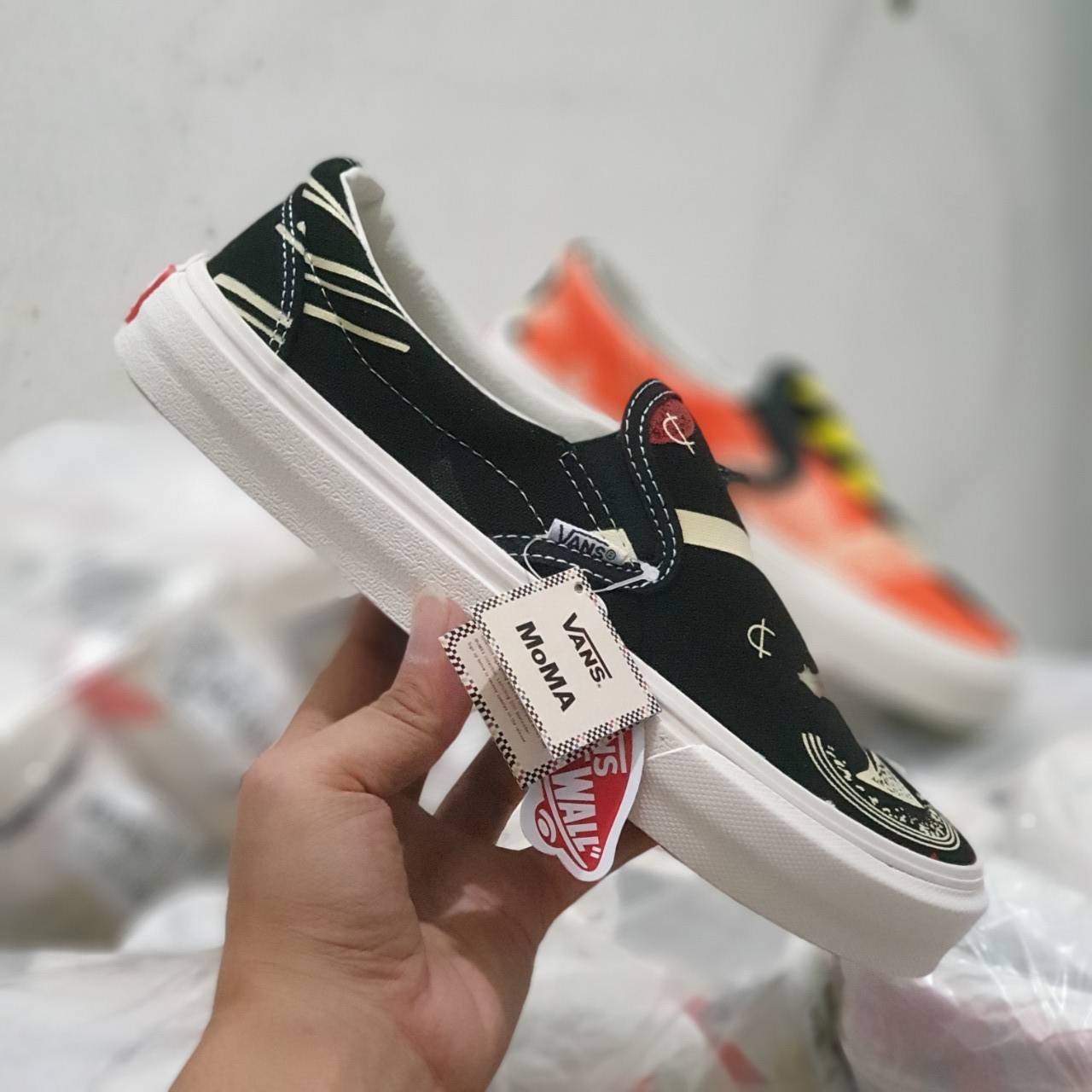 COD Sepatu Vans-Slip On Moma Black Premium Pria Wanita Size 36