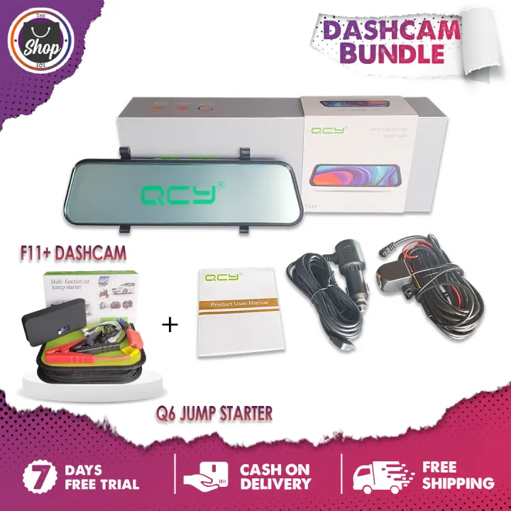 QCY F11+ 2K Sony Lens Dashcam Touch Screen Rearview Mirror Car Camera