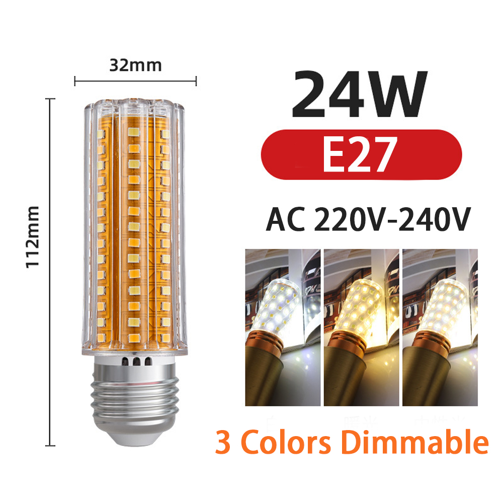 Fast Delivery⚡24W 20W 16W 12W Tri-color LED Bulb E27 E14 Corn Bulb Changing Light Bulb Daylight Warm Light Natrual White