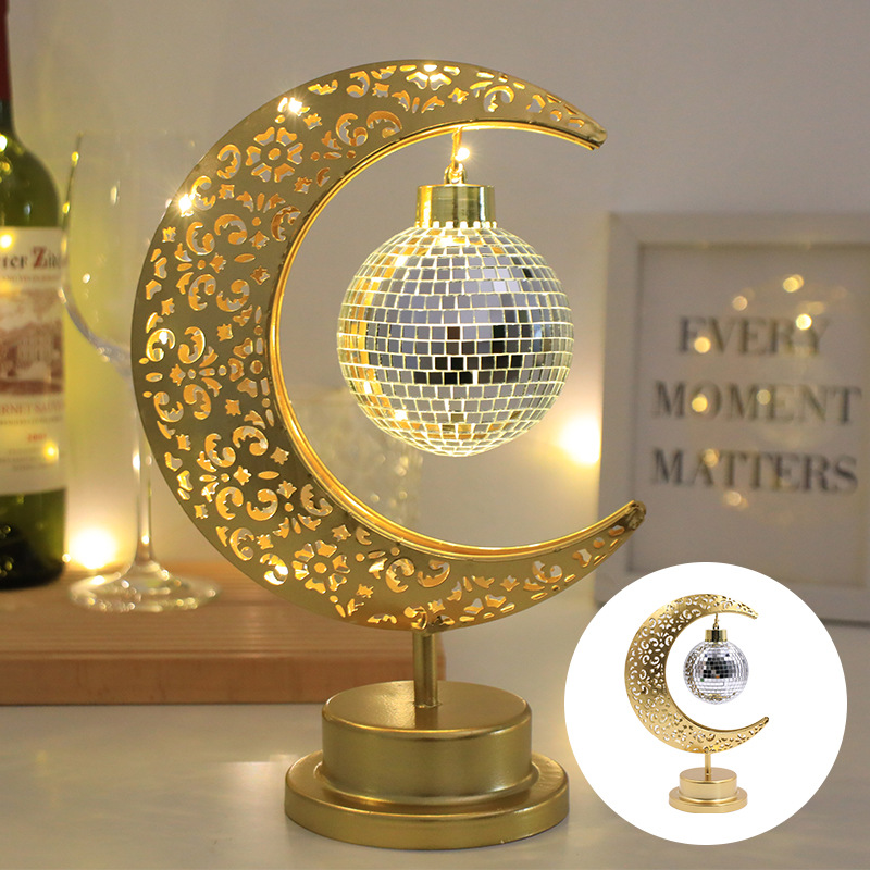 Ball Star Festival Decorative Lights Led Wrought Iron Moon Hollow Desktop Modeling Lights