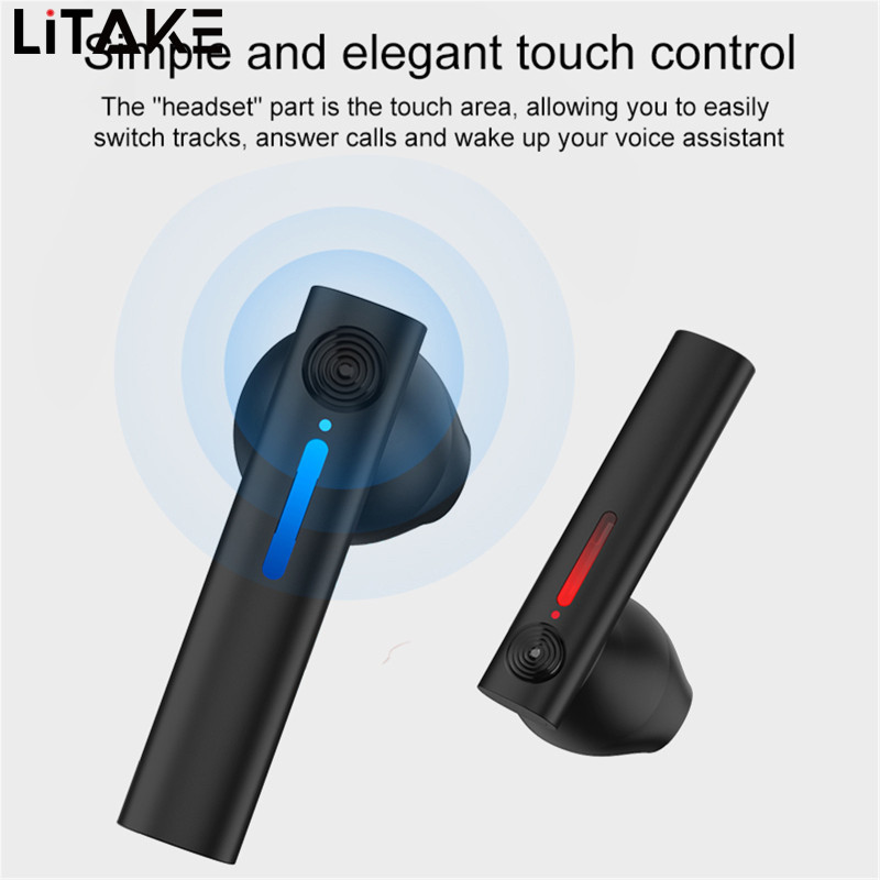 T15 Bluetooth-compatible 5.0 Headset Stereo Earbud With Makeup Mirror Binaural Touch-control Tws Wireless Earphone