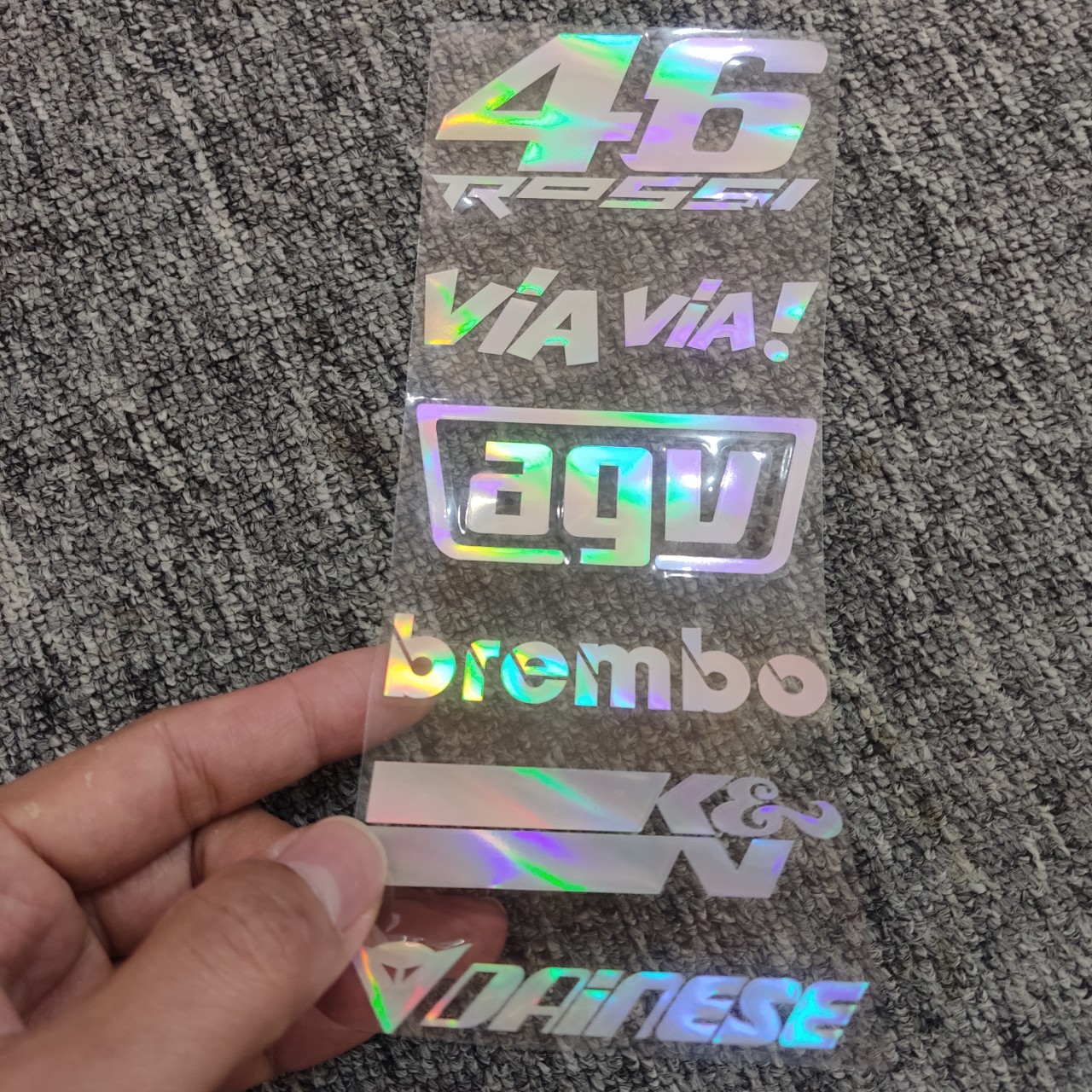 Tem decal dán xe phản quang laser vỉ 7 sticker siêu chất