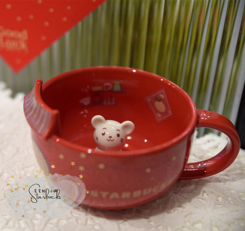Startbuck Official Store Starbuck Mug Starbuck Cup Red Gift The Year of The Rat Opening Gift Spring Festival Zodiac Red Mug Glass
