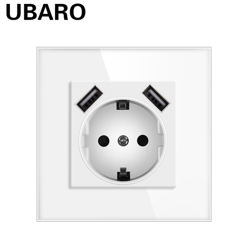 Cross-border 82 type USB socket tempered glass panel switch socket 5V2A concealed wall round box socket wholesale