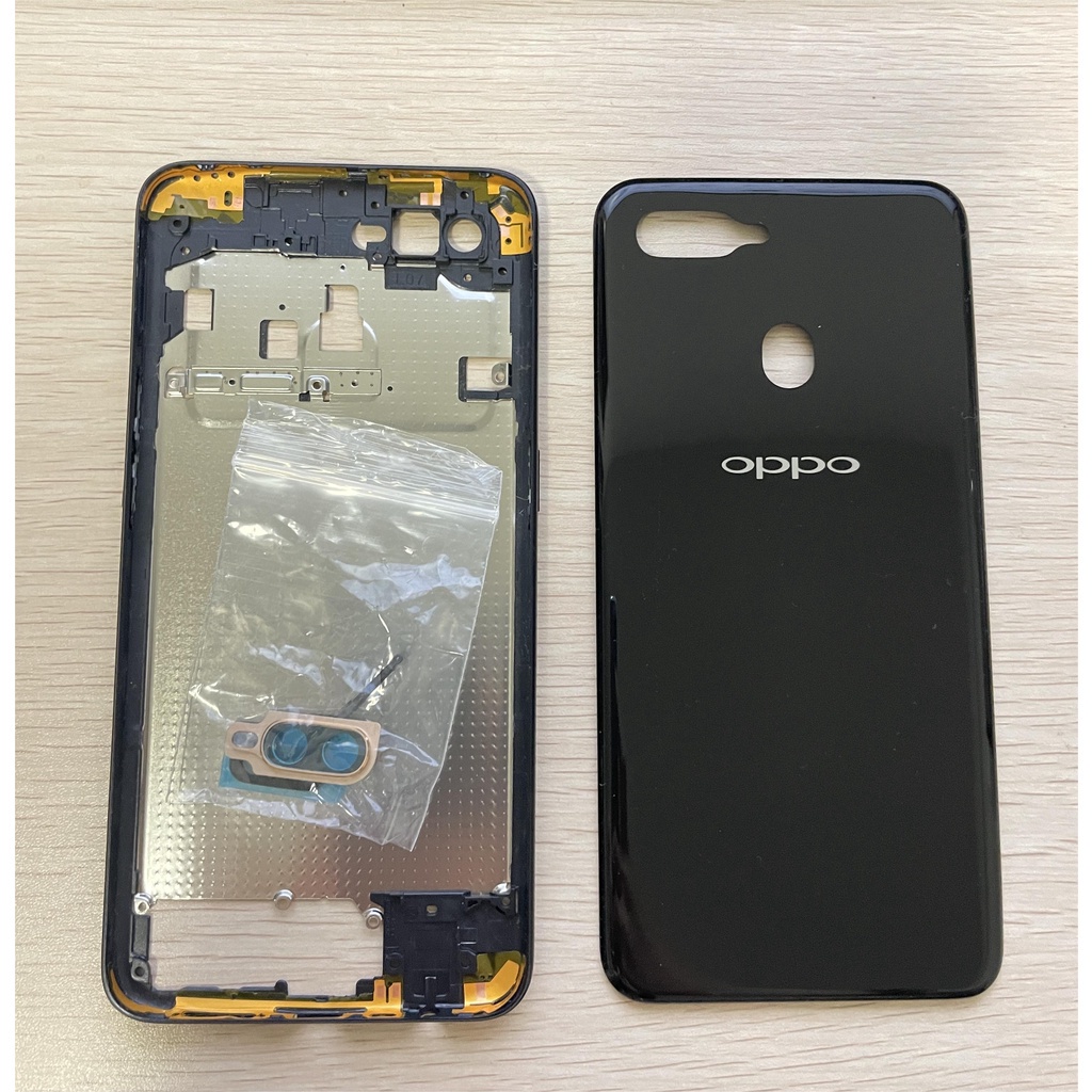 Front Full Housing Frame For Oppo A5s LCD Display Frame Middle Bezel Rear Battery Door Cover Camera Lens Side Button. 