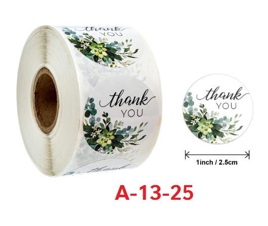 Cuộn 500 miếng dán Sticker "Thank You" - 1 style (đường kính nhãn dán 2,5cm)