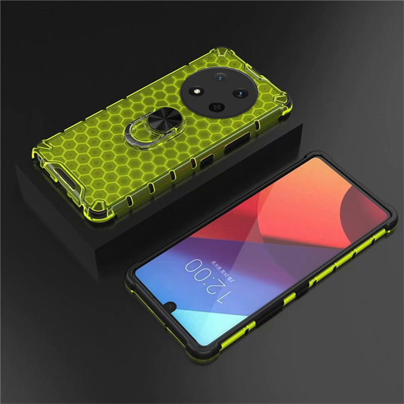 Phone case Honor X9C Clear Honeycomb Design Rugged Silicone Armor Shockproof Kickstand Holder Back cover Honor X9C 5G. 