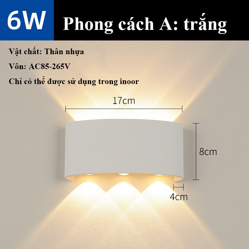 Đèn hắt tường, Đèn tường LED hắt 2 đầu ánh sáng 6 tia 8 tia chống nước trang trí tường trong nhà, sân vườn