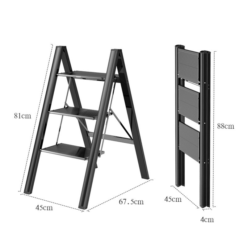 Household multi-functional folding ladder thickened aluminum alloy herringbone ladder trellis three-step staircase portable small stepladder stool