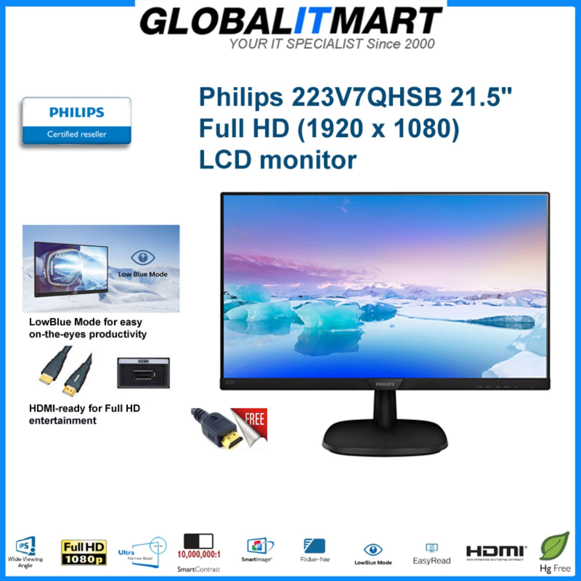 Recite plan East Timor Philips Monitor 223V7 / 21.5" / 21.5 inch / 223V7QHSB Full HD (1920 x 1080)  (Brought to you by GLOBAL IT MART PTE LTD) | Lazada Singapore