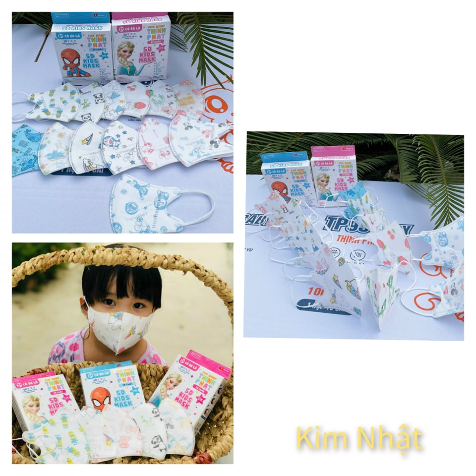 Khẩu Trang 5D Bé Thịnh Phát 5D KIDS MÁK (4-10tuổi) bịch 10 Cái 5DBE