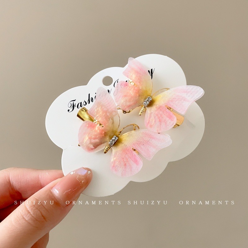Set 2 kẹp tóc hình bươm bướm màu gradient dễ thương cho bé gái