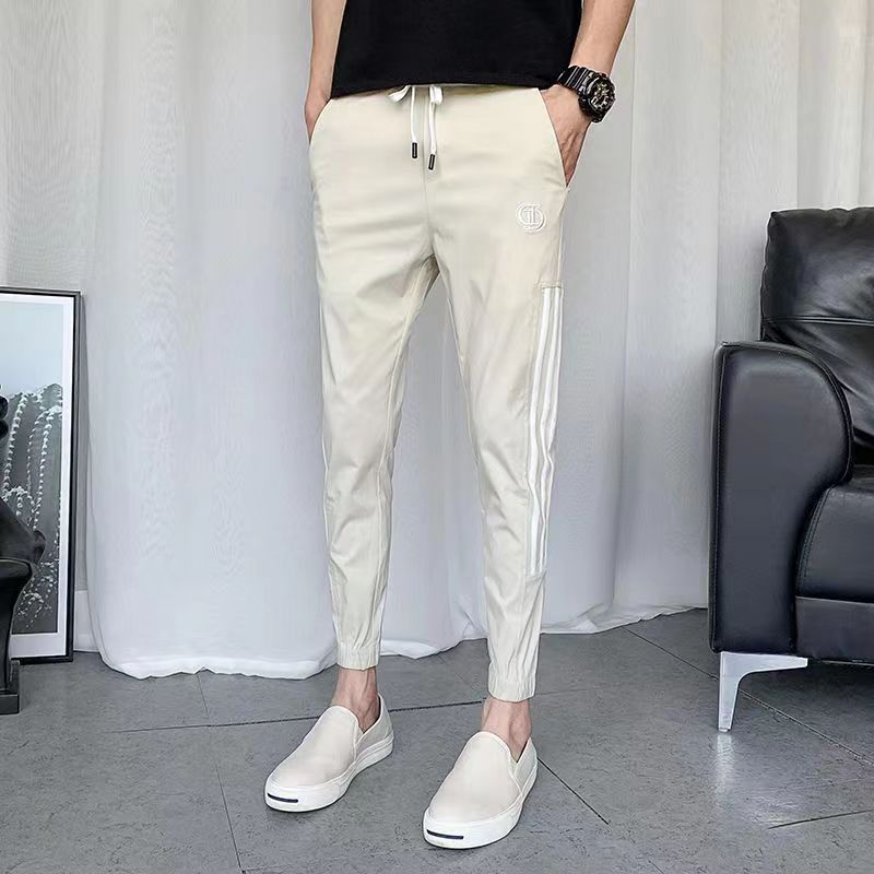 Waffle Pants for Men 2023 New Spring Summer Non-Iron Casual Solid Color  Suit Pants High Sense Ankle Tight Business Suit Men's Pants