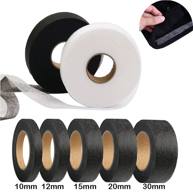 60 m/cuộn hai mặt interlining vải dính Đen Bộ đồ trắng trang phục sắt trên HEM Băng interlining web cho Diy may
