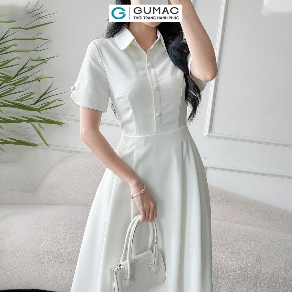 Đầm nữ A xòe xếp ly thời trang GUMAC DE03043