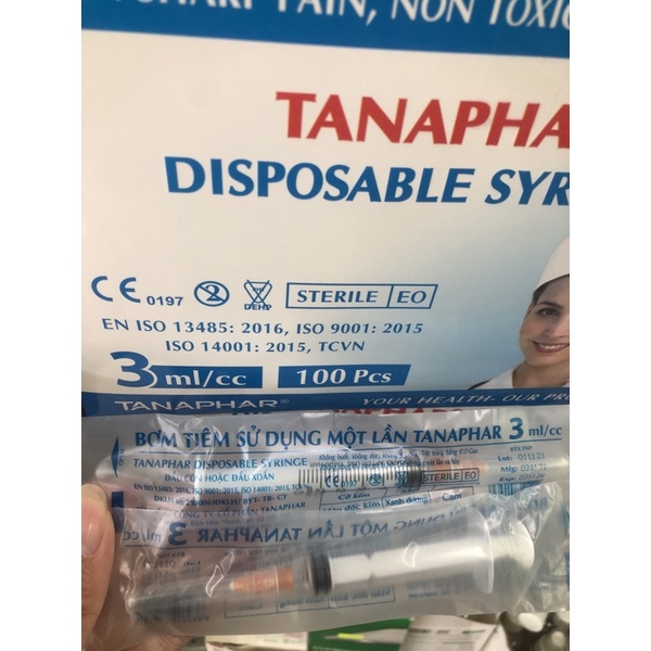 Bơm kim tiêm y tế chính hãng tanaphar 3ml 3cc bơm kim tiêm vô trùng 3ml/3cc bơm tiêm 3ml/3cc tanaphar