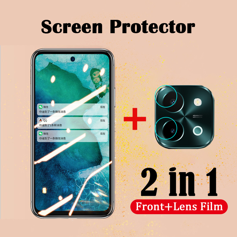 2 Pcs Vivo Y28 Screen Protector Tempered Glass Film + Lens Camera Protector Film for vivo Y28 4G.