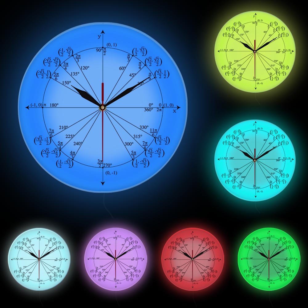 Unit Circle Math Teacher Wall Clock Trigonometry Pre Calculus Classroom ...
