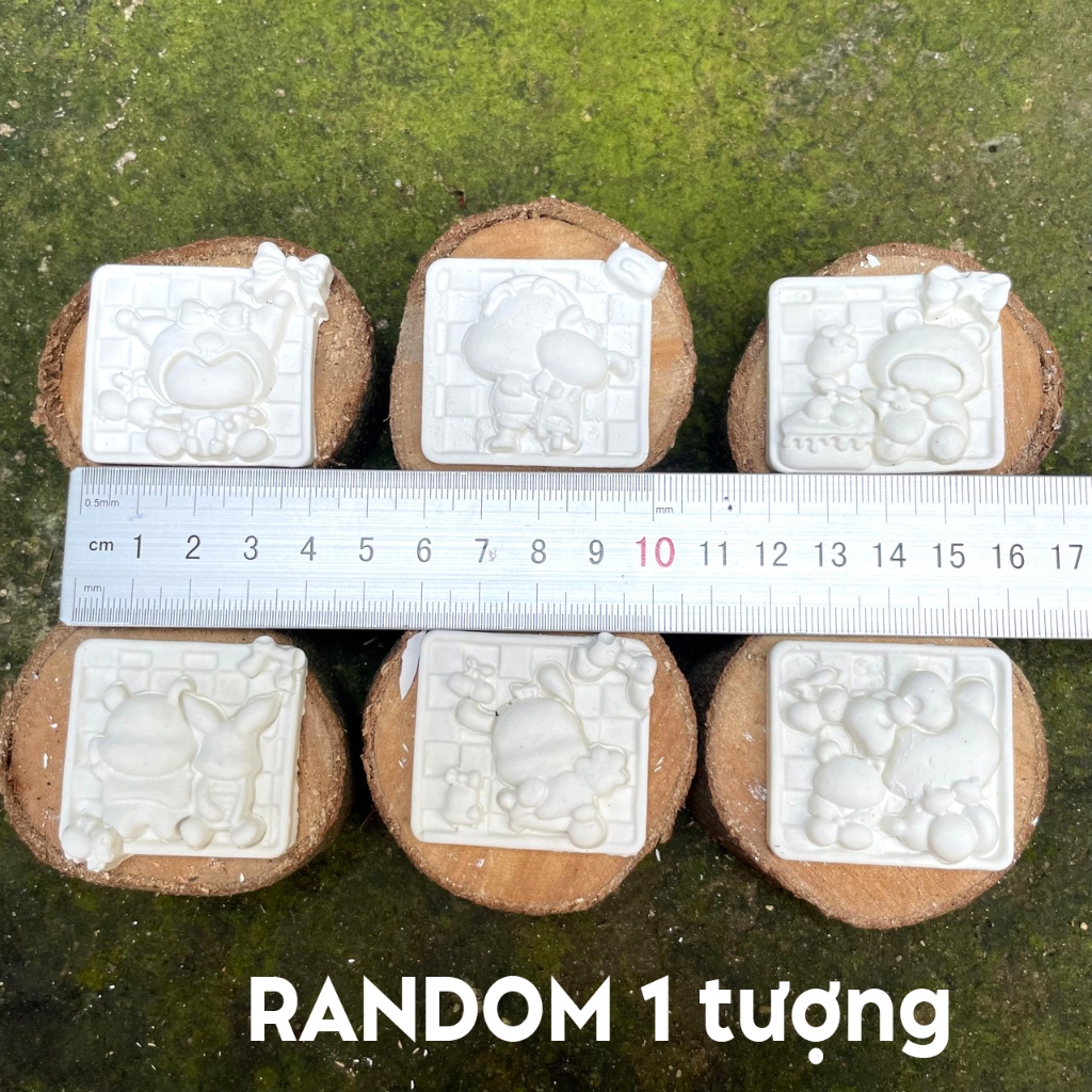 Tượng tô màu, TRANH PHÙ ĐIÊU SHIN KUROMI VUÔNG, 2D size S, tô tượng thạch cao (Không kèm màu), tượng trắng decor