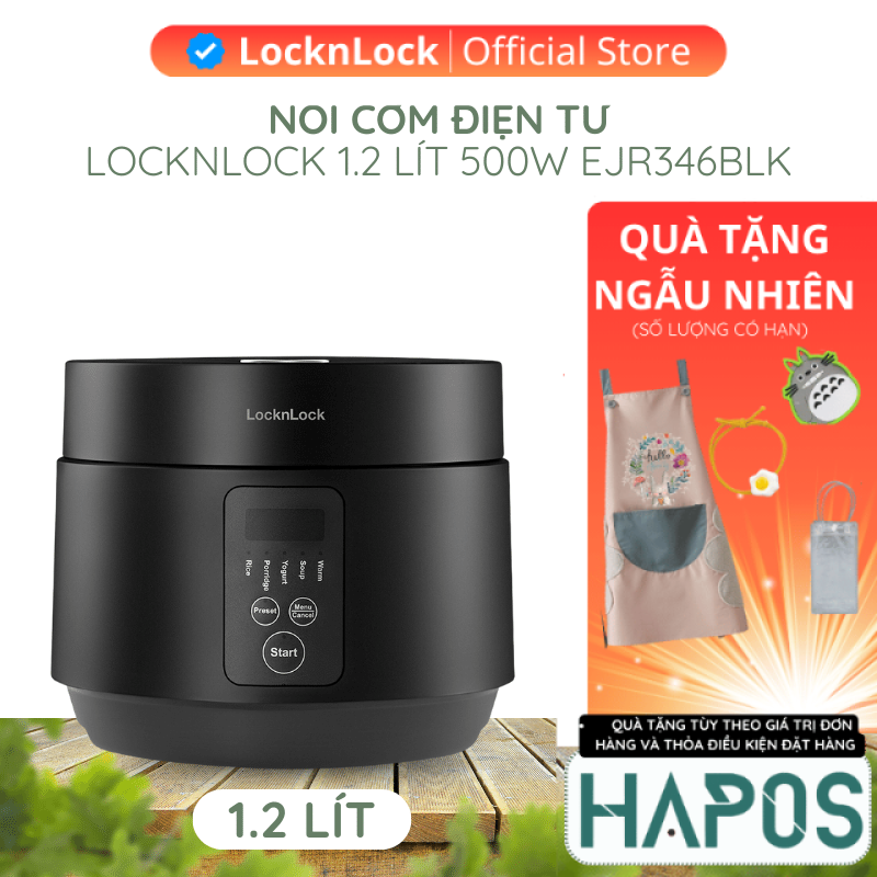 Nồi cơm điện mini LocknLock Compact Rice Cooker 1.2L EJR346BLK - HAPOS OFFICIAL