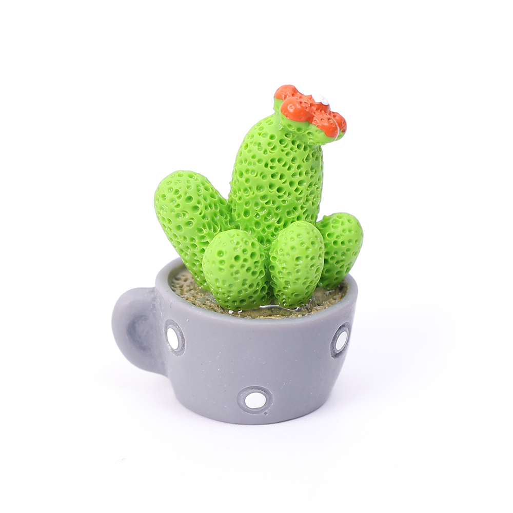 1/4PCS Home Bedroom Office Desktop Cute Cartoon Resin Cactus Small Pot Simulation Plant Artificial Flowers Decoration